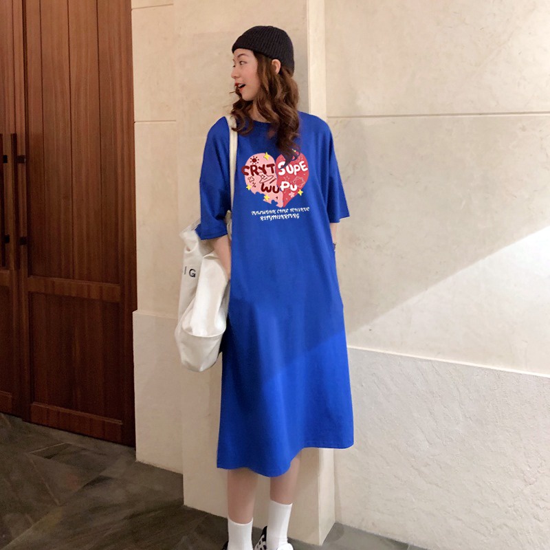 Đầm ZHELIHANGFEI mùa hè dáng dài qua gối rộng có túi chất liệu cotton