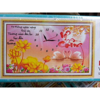 Tranh đính đá đồng hồ vợ chồng DF208