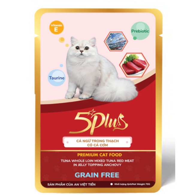 Pate 5Plus giá rẻ dành cho mèo mọi lứa tuổi 70g_kích thích tiêu hoá, lành bụng_Titipets