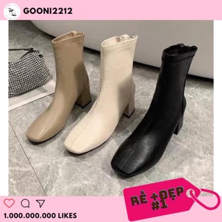 Giày bốt da mềm cổ cao, boot da trơn mũi vuông siêu đẹp hottrend thời trang dành cho nữ