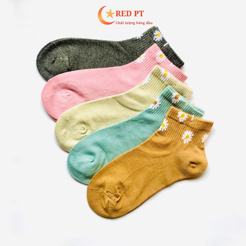 Tất nữ cổ ngắn vớ trắng xinh cute thun cotton RED PT