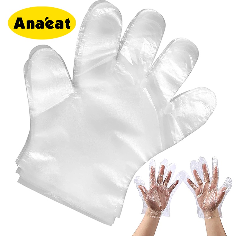 Set 100 găng tay ANAEAT bằng nhựa trong suốt dùng một lần thích hợp nấu thức ăn/ BBQ cho nhà bếp