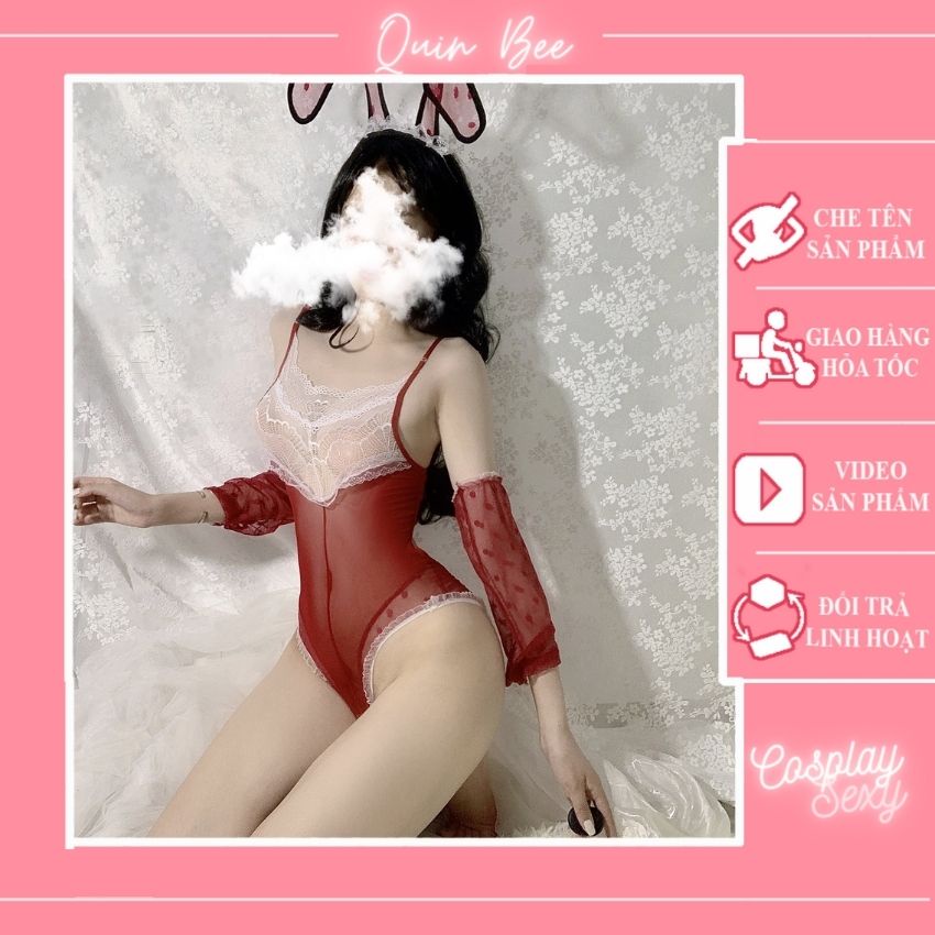 Bộ đồ ngủ sexy cosplay thỏ bunny play girl - set gồm bộ 1 mảnh + đầy đủ phụ kiện không gồm tất - T1500 - QUIN BEE