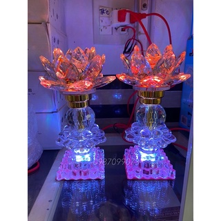 ĐÈN THỜ PHA LÊ HOA SEN (1CẶP) 23CM