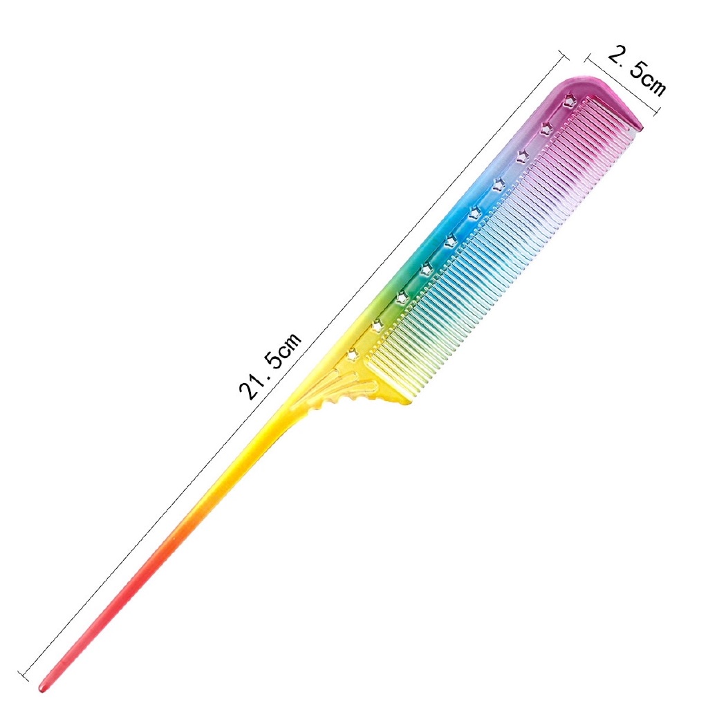 Lược cắt tóc nam nữ đẹp cầu vồng 7 màu mã ngắn 18cm