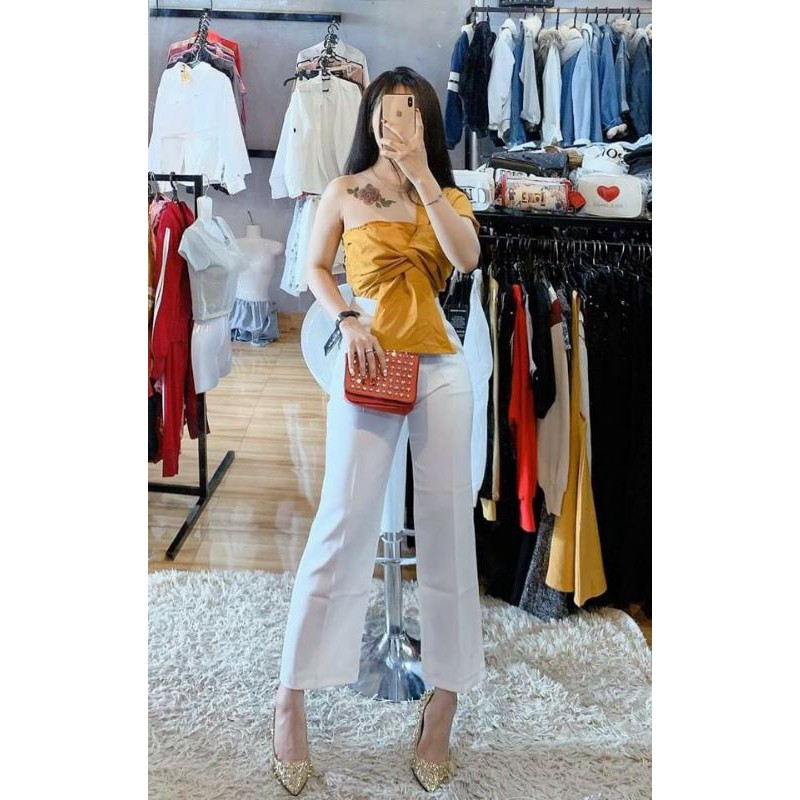 Áo nơ bắt chéo đủ màu vải kate siêu sang