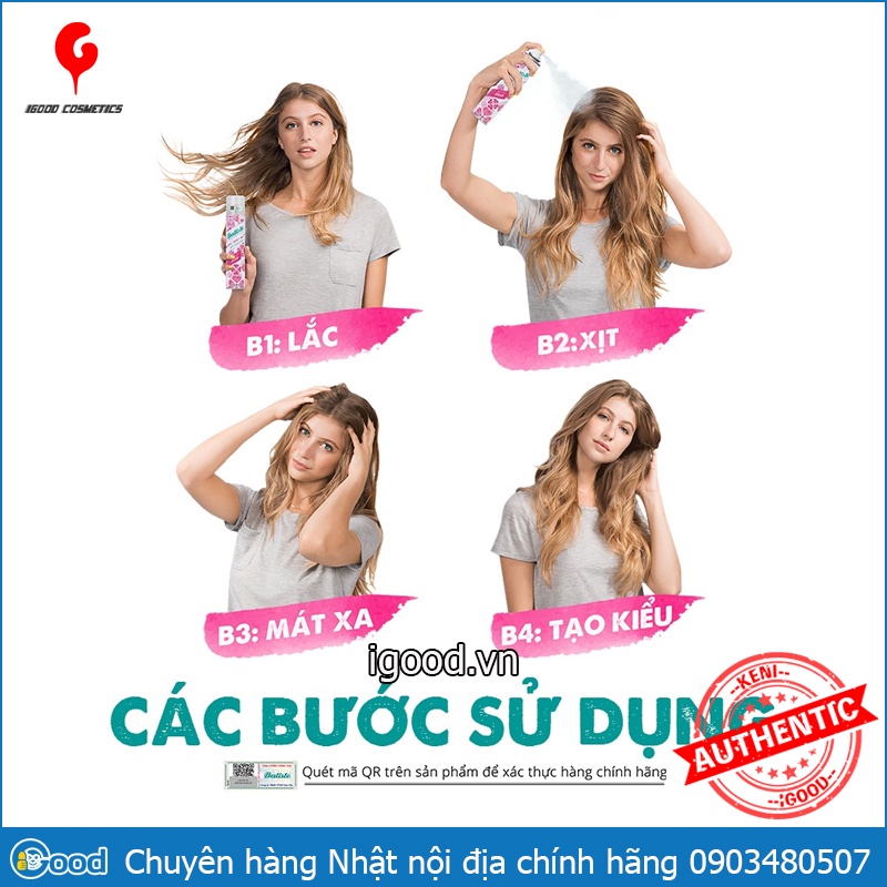 Dầu Gội Khô Batiste Dry Shampoo 200ml chính hãng UK