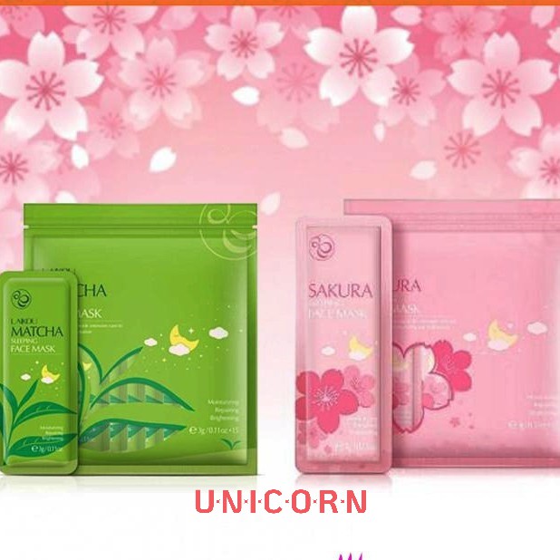 Combo 4 miếng Mặt Nạ Ngủ Trà Xanh / Hoa Đào Laikou