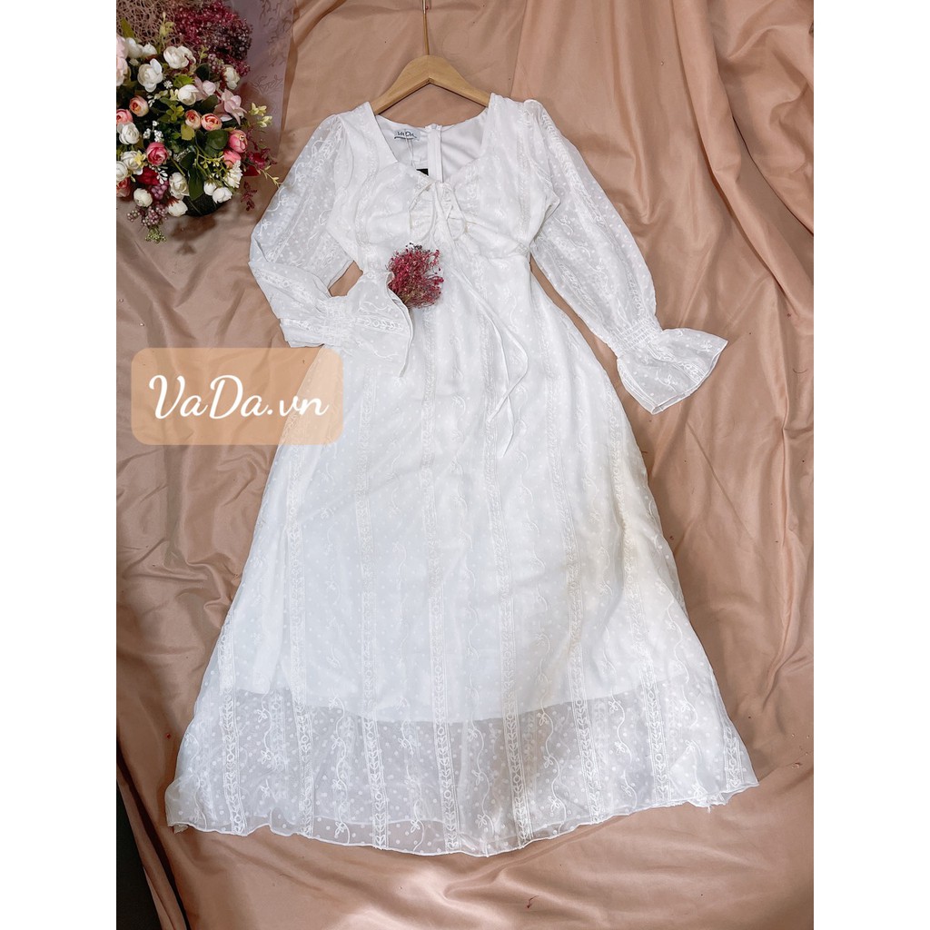 Đầm xoè Midi Ren thêu nổi tay bo tuyệt đẹp HÀNG CAO CẤP tại Xưởng may thời trang VADA - Đ31 | BigBuy360 - bigbuy360.vn