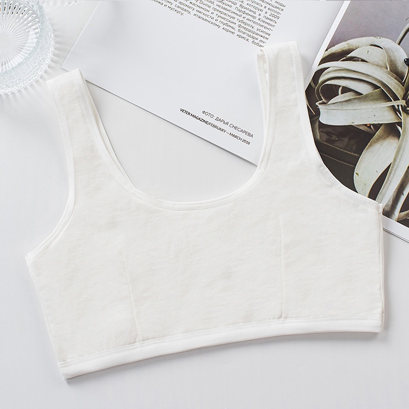 Áo Ngực cotton Hai Lớp Dày Dặn Có Dây Thắt Dành Cho Bé Gái 7-17 Tuổi