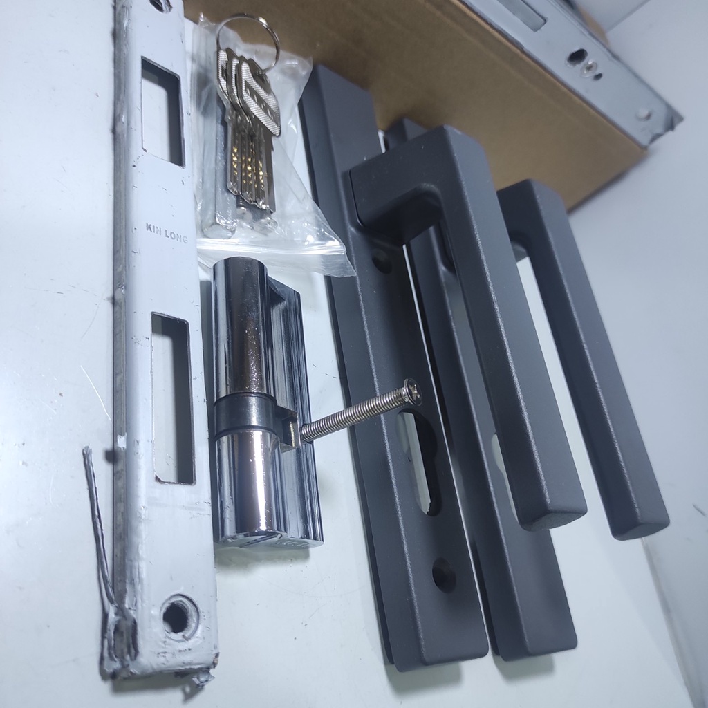 [Giá hủy diệt] [Ảnh thật] KHÓA KINLONG CỬA NHÔM HỆ 55 - KHOÁ ĐƠN ĐIỂM KINLONG L2 MÀU XÁM