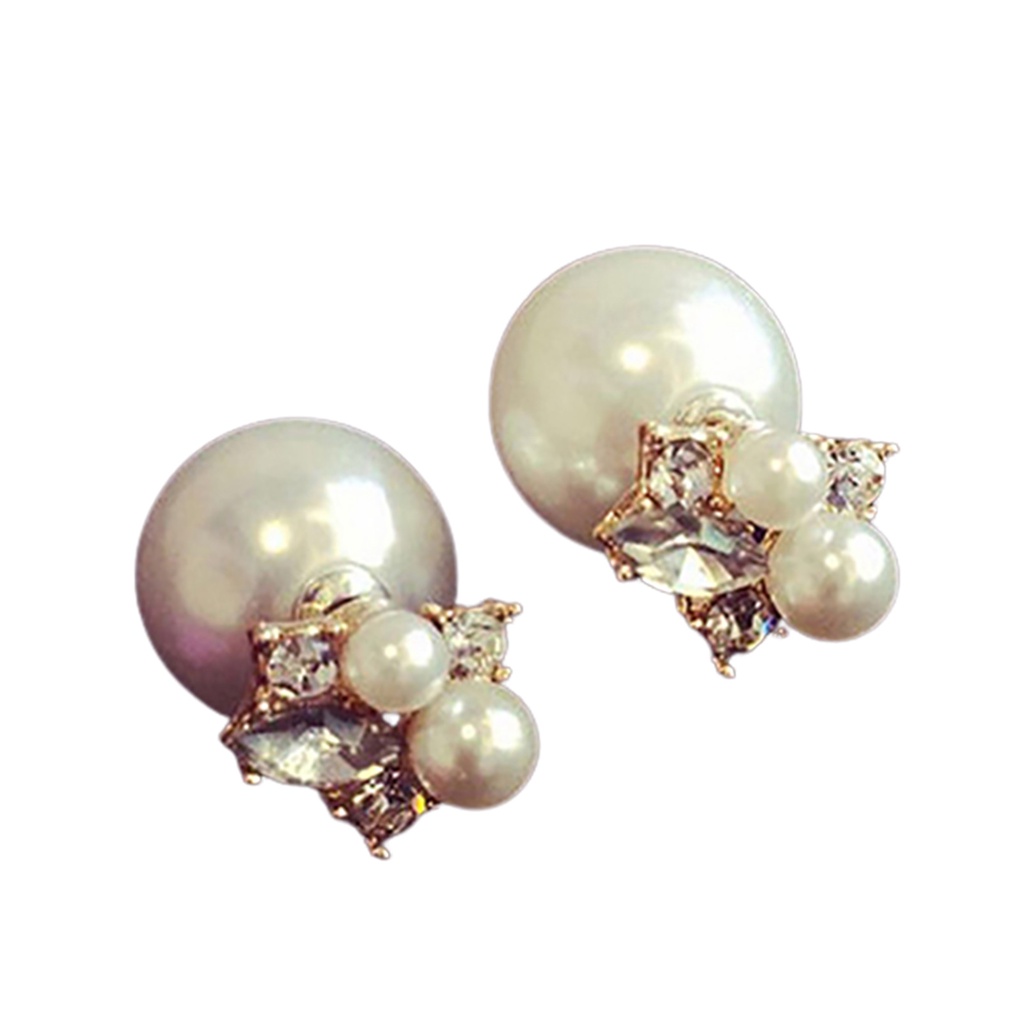 Bông tai hình giọt nước đính đá ngọc trai giả sang trọng thời trang cho nữ