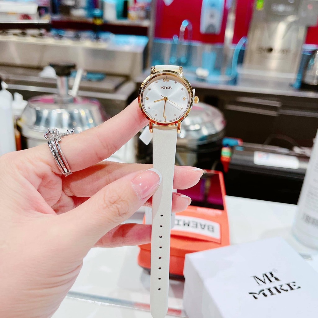 Đồng hồ nữ Mike dây da mặt tròn chính hãng, hàng full box, chống nước chống xước