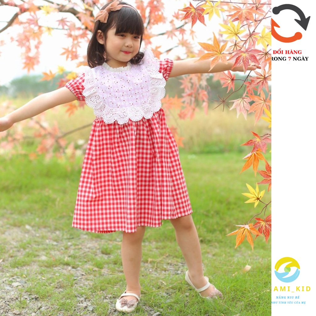 váy bé gái chất liệu đũi kẻ siêu mát, 10-25kg, mamikid
