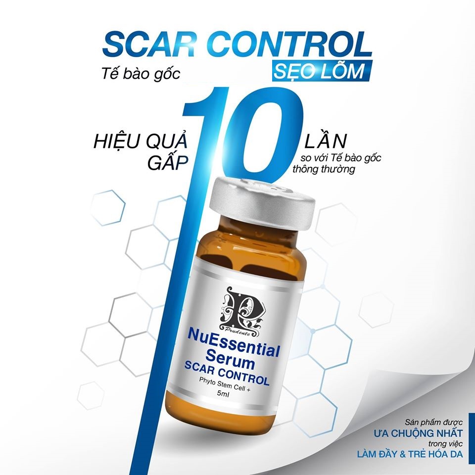 Tế bào gốc NuEssential Serum làm đầy sẹo rỗ, sẹo lõm NuEssential Serum Scar Control Nuwhite 5ml