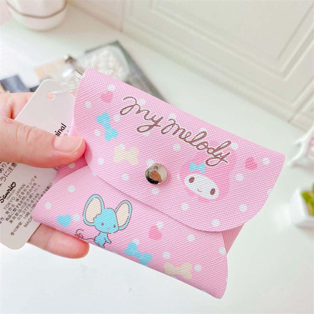 Ví Đựng Tiền Xu Bằng Da PU Họa Tiết Chó Kuromi Ngọt Ngào Đáng Yêu Có Khóa Kéo Dành Cho Nữ