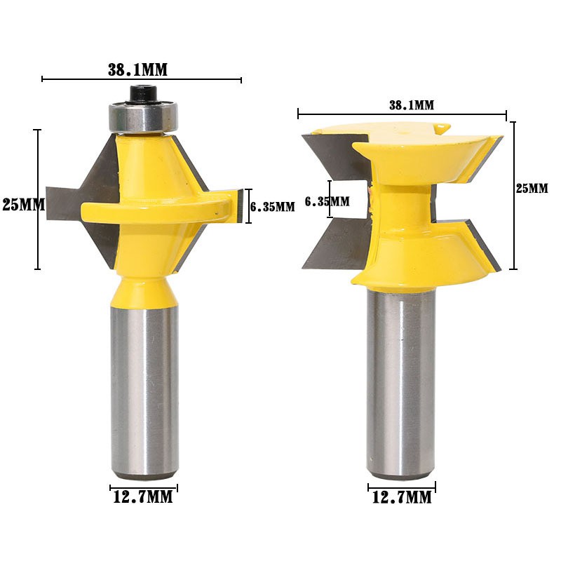 Bộ 2 mũi phay gỗ ghép ghép mộng, phay ghép ván dày từ 10 - 25mm, cốt 12.7mm_P_VA120077