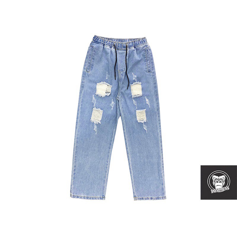 [SIÊU SALE - FREESHIP] Quần jean baggy rách gối nam nữ màu xanh mặc hè D94 2021 | BigBuy360 - bigbuy360.vn
