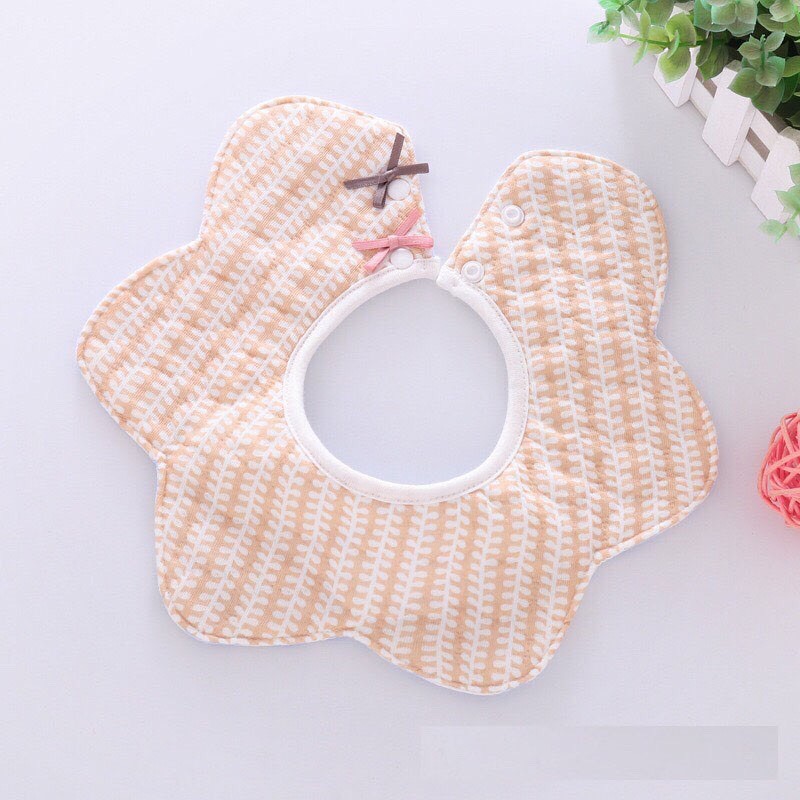 Yếm tròn xoay 360 độ chất liệu cotton siêu mềm mịn thấm hút tốt hình bông hoa nút bấm phía sau cho bé trai bé gái