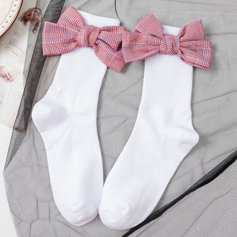 Xiangbao Vớ Cotton Cổ Thuyền Đính Nơ To Bên Hông Ngọt Ngào Phong Cách Harajuku Lolita Cho Nữ