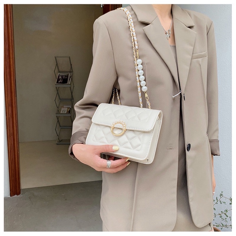 Túi xách nữ đeo chéo đeo vai khoá ngọc tròn phong cách hàn quốc Zuliashop8386