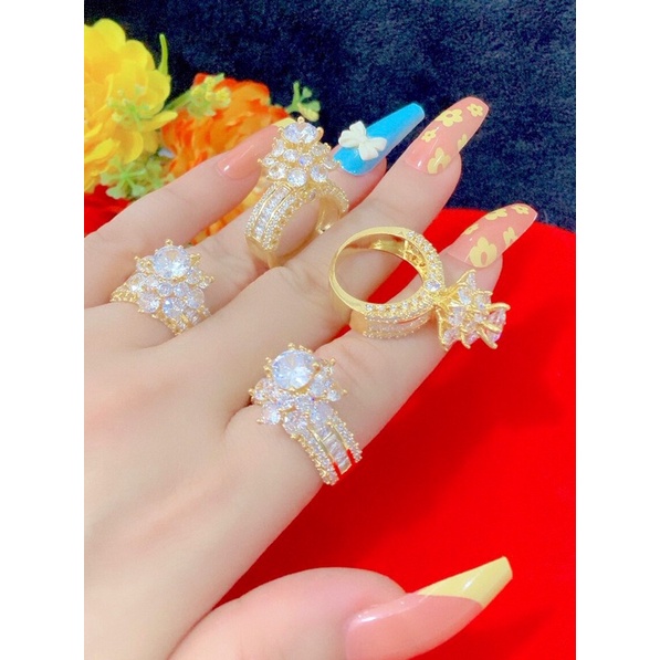 Nhẫn nữ xoàn trắng hột cao dát vàng 18 cao cấp mẫu mới cực đẹp cực sang