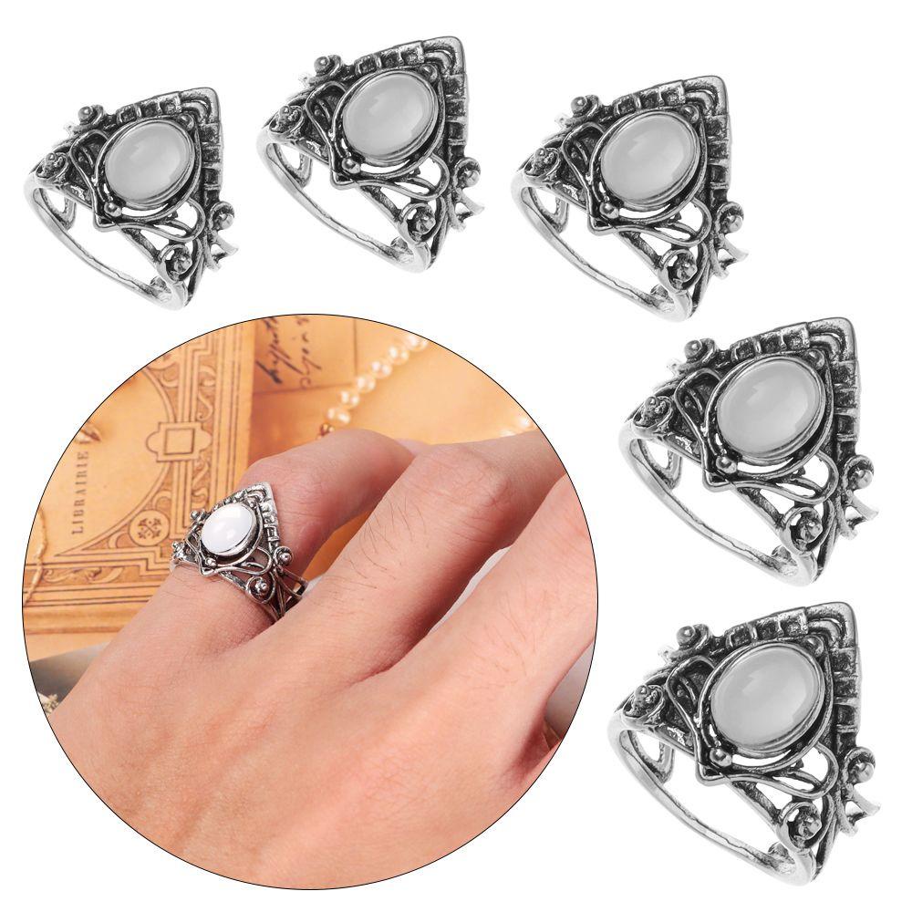 SUMU Nhẫn Đính Hôn Mạ Bạc Đính Hoa Phong Cách Retro