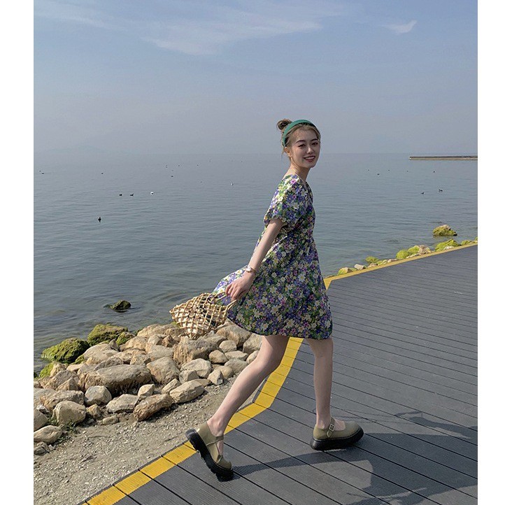 [SALE MẠNH] Váy hoa nhí cổ vuông tay bồng sang chảnh | BigBuy360 - bigbuy360.vn