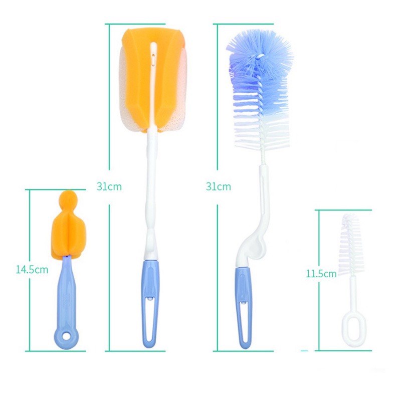 Cọ bình sữa Silicon cao cấp tay cầm xoay 360 độ dùng cho mọi loại bình - Sơ sinh