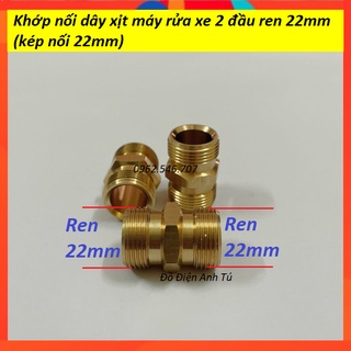 Khớp nối dây xịt máy rửa xe 2 đầu ren 22mm - Chất Liệu Đồng Thau