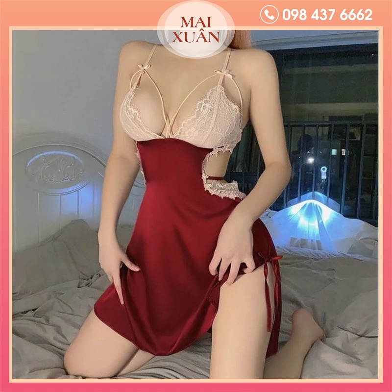 Váy ngủ sexy lụa cao cấp Đầm mặc nhà gợi cảm quyến rũ-Kho Sỉ Mai Xuân