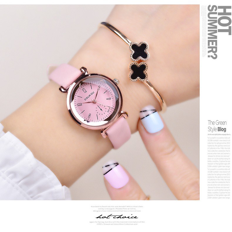 (Nhập mã WATCW150 giảm còn 130k)Đồng hồ nữ DouKou 71117 dây da lộn cao cấp mặt tròn Bán lẻ giá sỉ