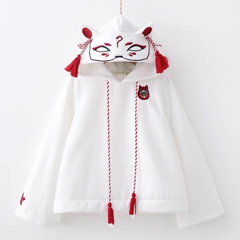 Áo hoodie cáo hoạ tiết Nhật bản dễ thương