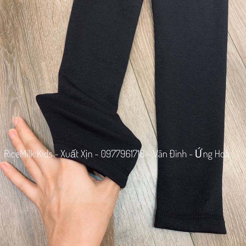 Quần legging lót lông xuất Hàn dư xịn màu đen cho bé trai bé gái