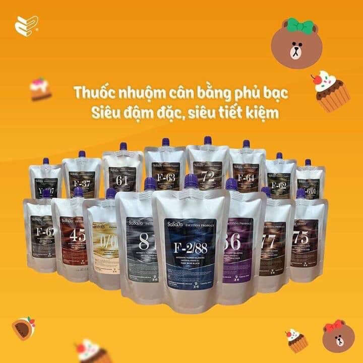 THUỐC NHUỘM PHỦ BẠC SASABA TỰ CÂN BẰNG NHIỀU KHÚC MÀU TÚI 450ML