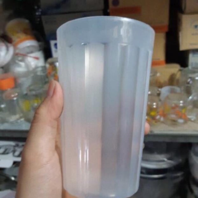 Cốc nhựa trắng sọc uống nước uống bia uống nước mía loại đẹp