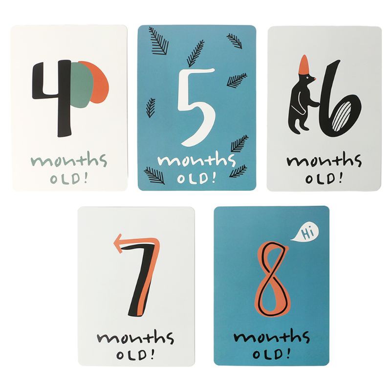 Set 20 Thẻ Đánh Dấu Cột Mốc Tháng In Họa Tiết Hoạt Hình Sáng Tạo Vui Nhộn Làm Phụ Kiện Chụp Ảnh Cho Bé Sơ Sinh