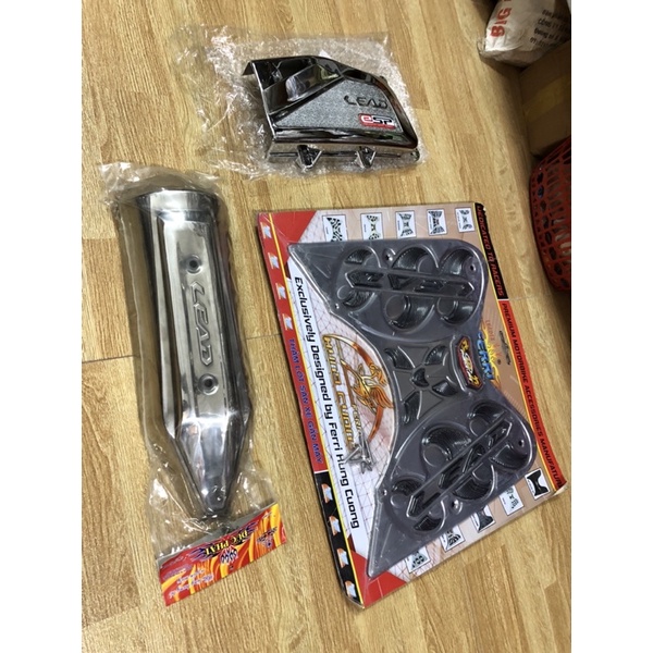 Giá trọn bộ 3 món ốp xe LEAD 2013->2015 bao gồm có Sàn chân +Ốp Pô +Ốp bầu gió (pô e ) cao cấp giá rẻ