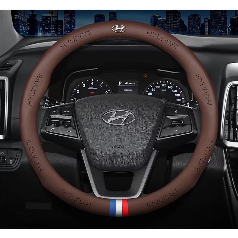 Bao Da PU Bọc Vô Lăng Xe Hơi Hyundai Solaris Tucson Santa Creta Elantra I10 I20 I30 I40 IX25 IX35