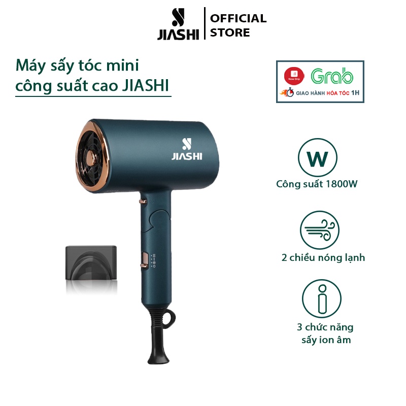 Máy sấy tóc mini Jiashi 1800W tạo kiểu với 3 chức năng sấy ion âm chăm sóc tóc hư  tổn, 2 chiều nóng lạnh MST03