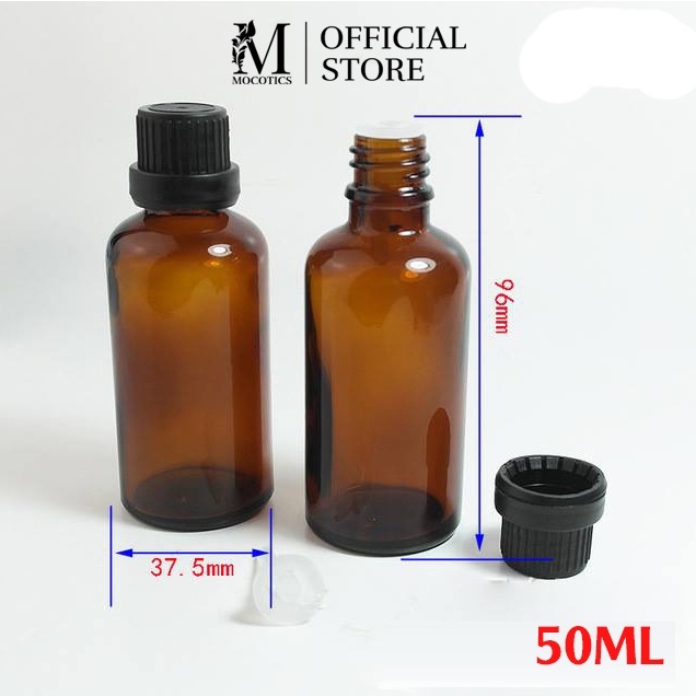 Chai lọ đựng tinh dầu thủy tinh Mocotics dung tích  nắp đen nhỏ giọt chai màu nâu