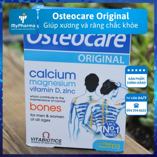 Osteocare - Viên uống bổ sung canxi, kẽm, hỗ trợ xương chắc khỏe Hộp 30 viên
