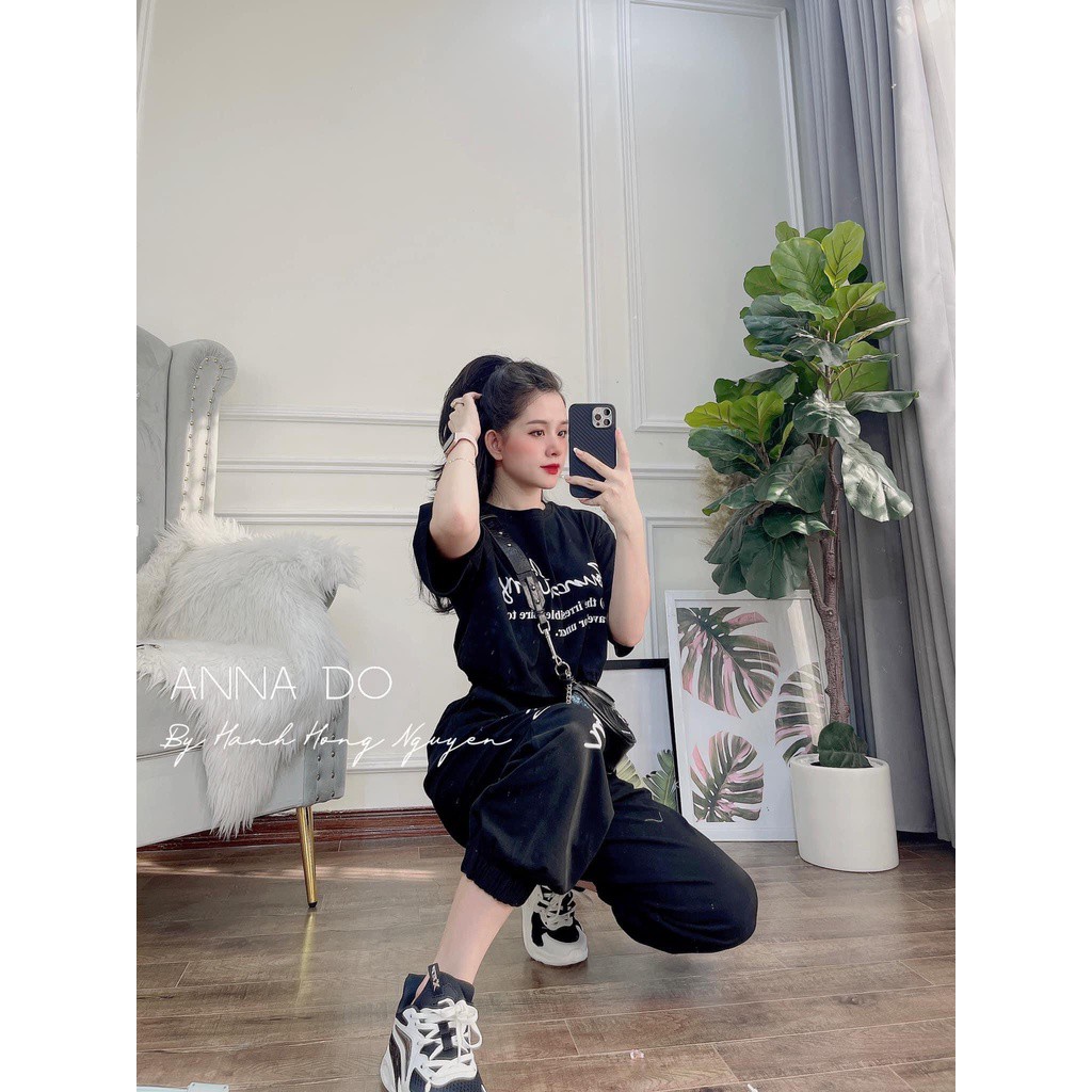[ 𝐅𝐑𝐄𝐄 𝐒𝐇𝐈𝐏 ] Set croptop thể thao thụng chữ dây rút