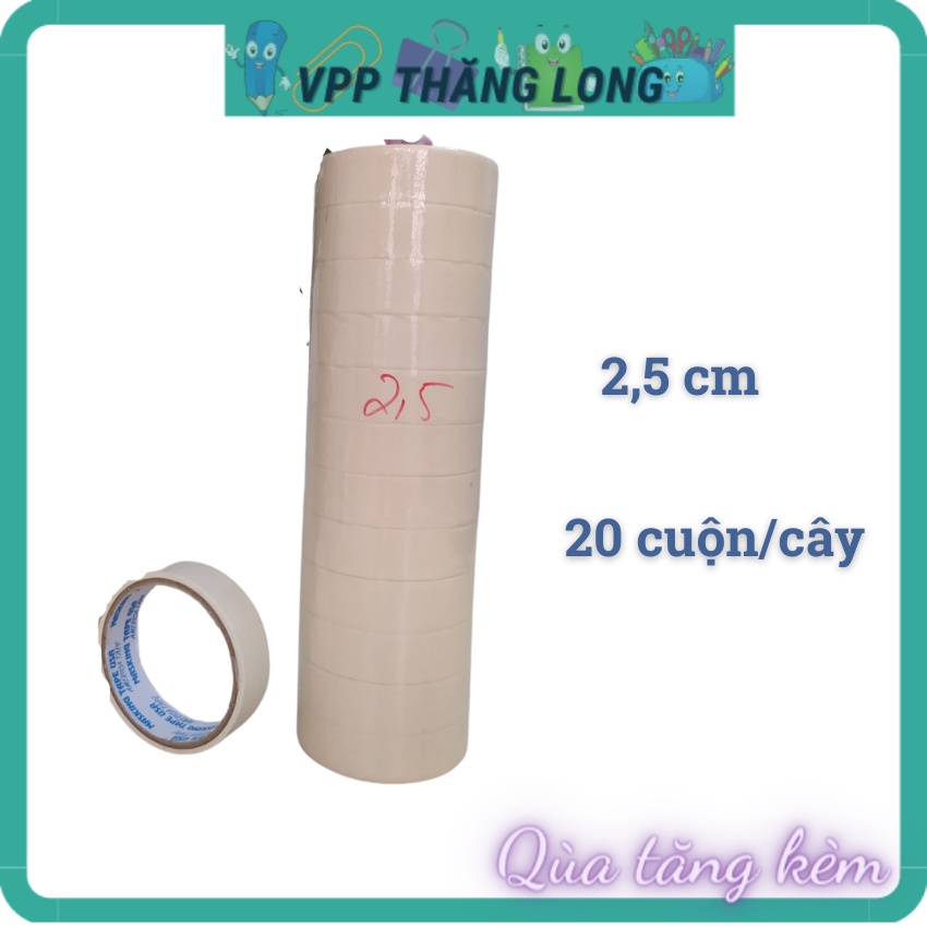 1 cuộn băng dính giấy viết lên được, băng keo giấy 2cm, 2.5cm, 5cm