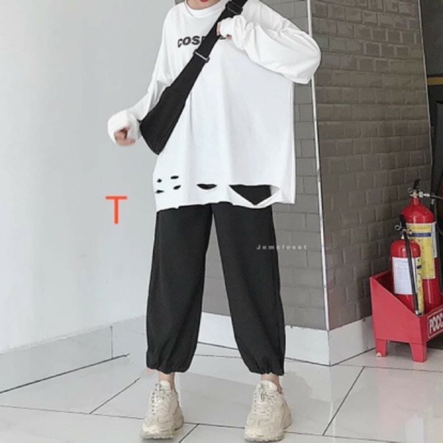 Sét áo COS rách + quần bom trơn TT12