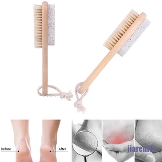1 Bàn Chải Chà Gót Chân Tẩy Tế Bào Chết Có Tay Cầm Bằng Gỗ