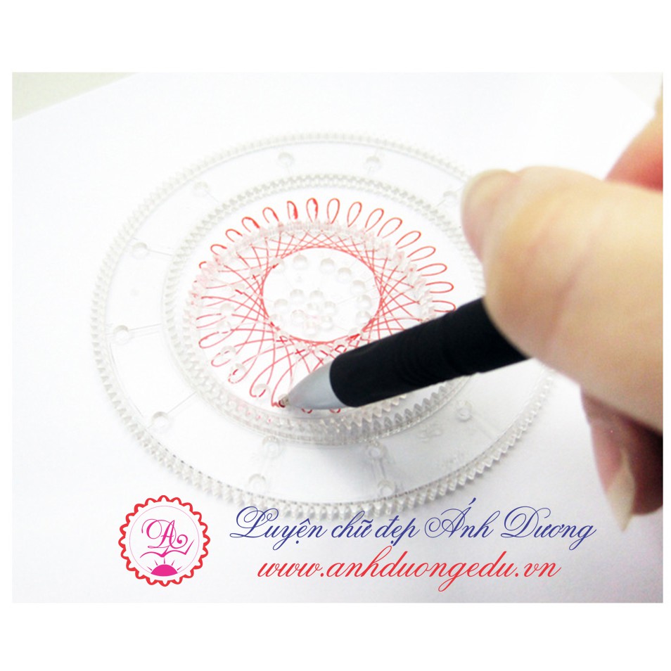 Bộ 28 thước vẽ tranh Ánh Dương Spirograph sáng tạo nhiều màu tăng khả năng ghi nhớ