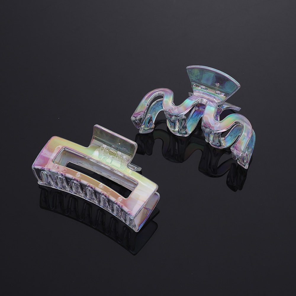 Kẹp Tóc Càng Cua Bằng Nhựa Resin Màu Laser Phong Cách Hàn Quốc Dành Cho Nữ