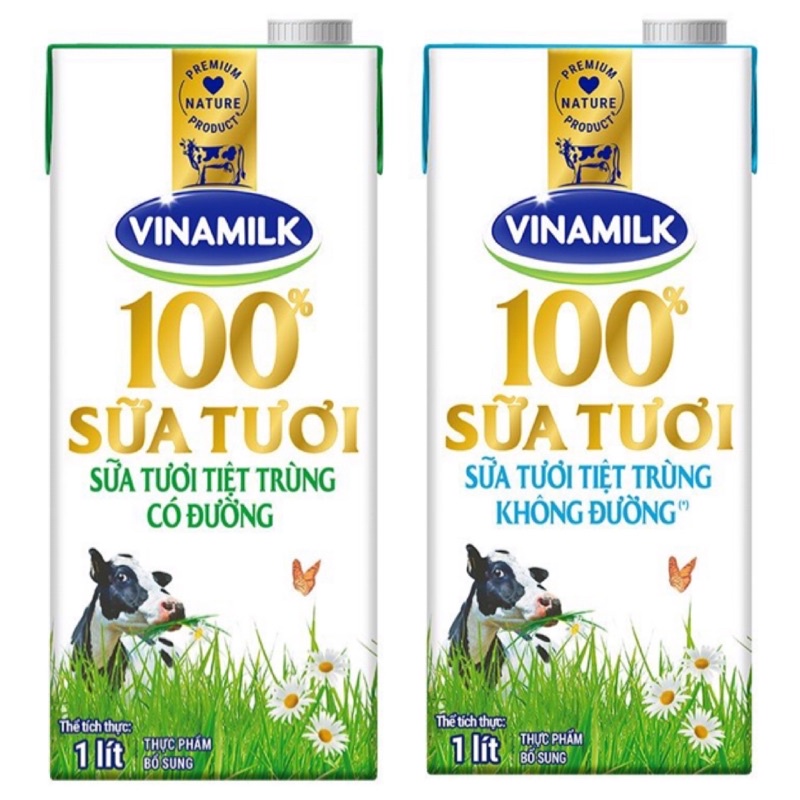 THÙNG 12 HỘP SỮA TƯƠI TIỆT TRÙNG VINAMILK 1L CÓ ĐƯỜNG/ KHÔNG ĐƯỜNG/ ÍT ĐƯỜNG