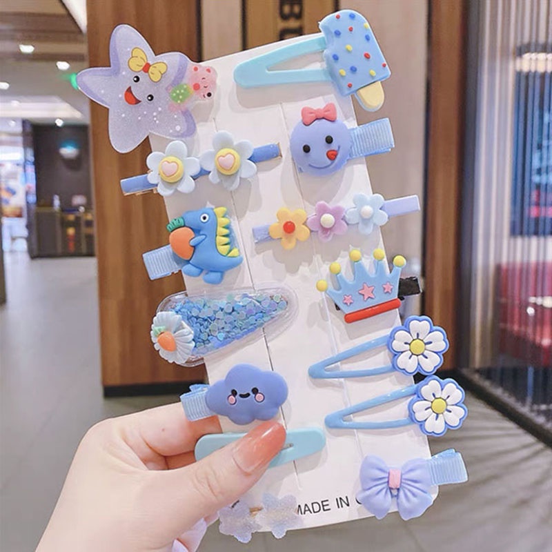 Set 14 Kẹp Tóc Nhiều Màu Sắc Dễ Thương Cho Bé